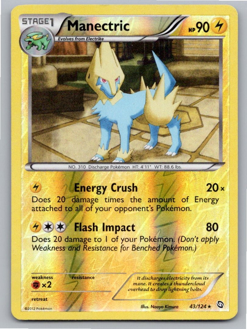 2012 POKEMON MANECTRIC DRAGONS EXALTED 43/124 REVERSE HOLO R LP A79704 FREE S&H
