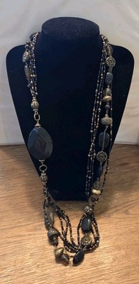 Cold water creek 28'' multi layered black and bronze necklace Unique Look