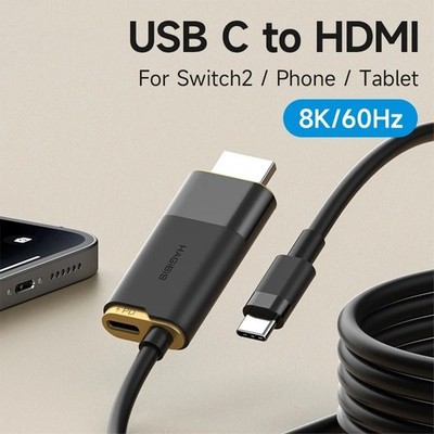 Nintendo Switch OLED Switch 2 Dock USB C to HDMI Cable Adapter 8K 60FPS 100W PD