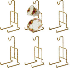 6Pack Tea Cup and Saucer Display Stand Metal China Teacup Holder Rack for Pantry