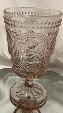 Tabla Home Spring Pink Footed Goblet Glass Bunny Hobnail Pattern