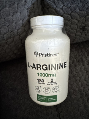 PRISTINE'S L Arginine 1000mg Nitric Oxide Blood Flow Supplement Capsules 180 Ct