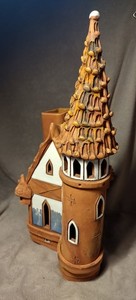 Vintage Clay Glazed Church Candle Holder/Essence Burner