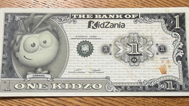 THE BANK OF KidZania 24 April Kids Money, $1 One Note KIDZOS 2017, VITA
