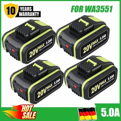 3,8Ah /5,0Ah Lithium-Ionen Akku für Worx 20V MAX WA3551.1, WA3572, WA3553, WX390