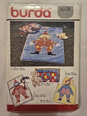 Burda 5008 Craft Pattern Children's Clown Doll Playmat Toy Bag Uncut