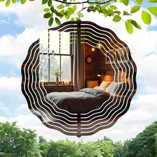 Stunning 3D Metal Hanging Wind Spinners - Unique Spiral Design Wind Chimes