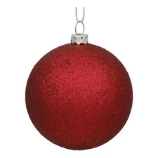 Vickerman 12" Contemporary Plastic Ball Ornament in Glitter Wine Red