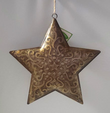 HOLIDAY TIME 6" RUSTIC BRONZE METAL FIVE POINTED STAR CHRISTMAS TREE ORNAMENT