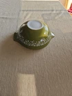 Vintage  Pyrex 444 Spring Blossom Crazy Daisy Cinderella 4 QT Green Mixing Bowl