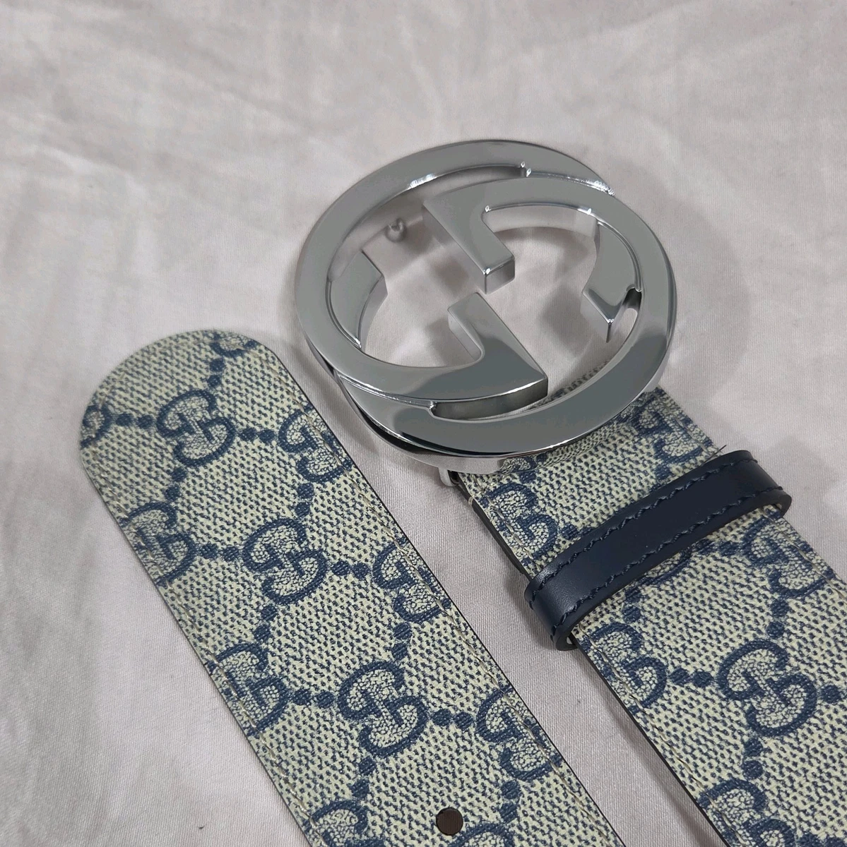 GUCCI GGブルームス/バックルベルト/90/36モノグラム Gucci Blue/Red Canvas Web Double G Belt Size 90/36 | Yoogi's Closet