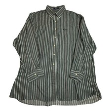 VTG 90s Chaps Ralph Lauren Men's Striped Button Down Shirt XL Green White