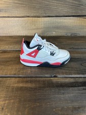 Nike Air Jordan 4 White Red Black Cement Sneakers Shoes Baby Sz 13 C BQ7669-161
