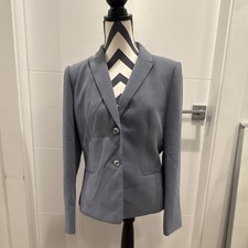 Calvin Klein Women  s Blue Blazer Size 10 Lined Notch Lapel 2-Button