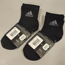 Adidas Low Cut Athletic Cushioned Socks 6 Pair Lot Black Sz Md 39-42 Eu