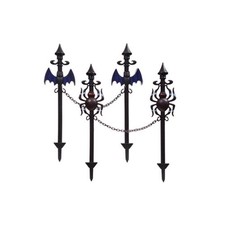 Spooky Halloween Lawn Stakes With Connecting Chain -Set of Four Spiders and bat