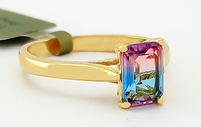 LAB CREATED  1.28 Cts TOURMALINE SOLITAIRE RING SOLID 10K GOLD - MADE IN USA