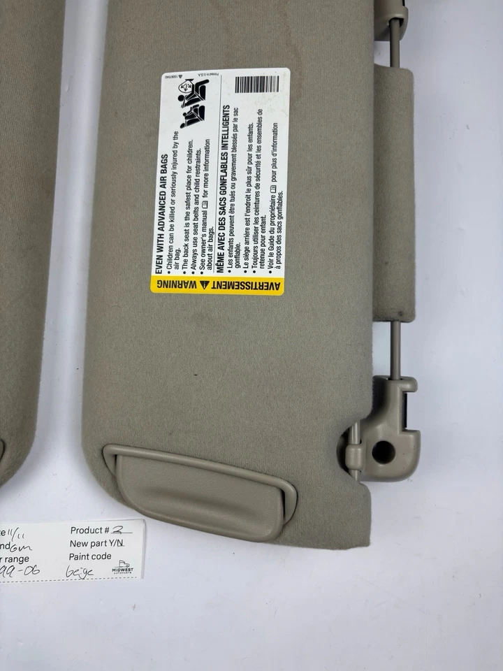 99-06 雪佛兰 GMC Silverado Sierra Tahoe Suburban 育空遮阳板套装 原始设备制造商 — 第 4/4 张图片