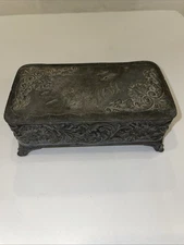 Pairpoint Mfg Co NEW BEDFORD MASS Quadruple Silver Plate Handy Wood Box 3725 Vtg