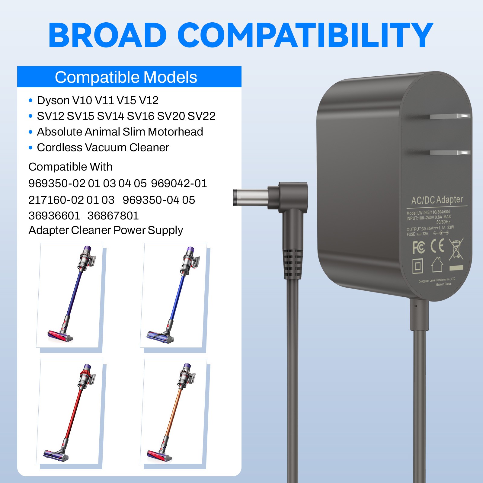 Charger for Dyson V10 V11 V12 V15 SV12 SV14 SV15 SV16 SV20 SV22 Cordless Vacuum