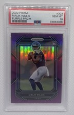 2022 Panini Prizm Malik Willis #303 Purple Prizm Rookie /125 PSA 10 RC