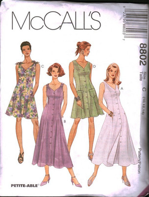 8802 McCalls SEWING Pattern Misses 1990s Semi Fitted Button Up Dress Summer Sew