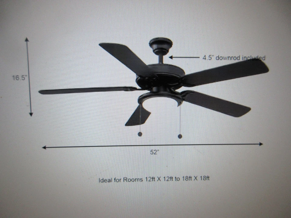 Hampton Bay Trice 52 in. LED Black Ceiling Fan with Light Kit YG269BP-BK - Image 4 of 4