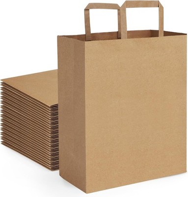 12x7x17 50Pcs Large Paper Grocery Bags with Handles Kraft Brown Grocery Gift ...