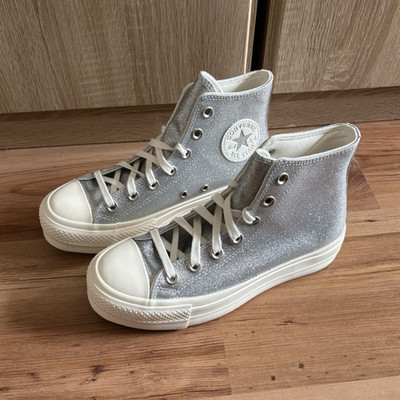 Converse Chuck Taylor All Star Lift High Top Sneaker Silber Glitzer EU 37,5