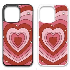 Rubber Clip Phone Case iPhone - Heart Pattern - Cute Gift Kids Pink Trendy Girls