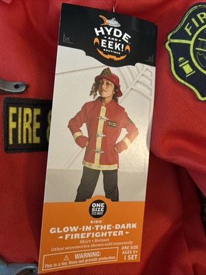 Hyde & Eek Kids'  Glow In Dark Firefighter Costume Short & Hat One Size Fits All