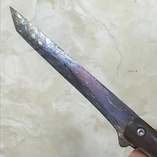 Xizang IAB Iron Meteorite Cut Slabs Etched EDC 57.0 G Perfect Pocket Knife Tanto