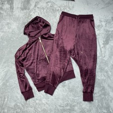 Felina Women's M Velour Hoodie Jogger Set Burgundy H0515