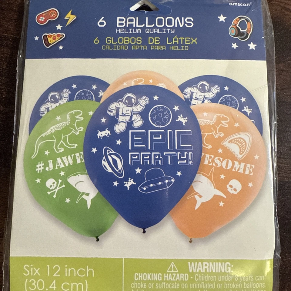 Nuevo 3 paquetes de 6 globos (18 globos en total) dinosaurios, espacio, tiburones Foto 2 de 4