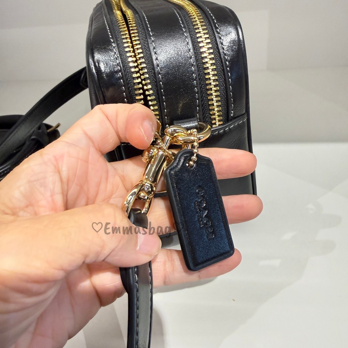 Coach Mini Carey Crossbody Bag CEA02 crinkle leather/Gold/Black | eBay