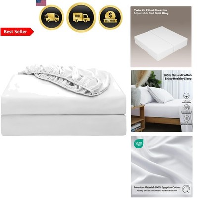 Cotton Fitted Sheet Twin XL 600 TC 16 Pocket 2 Pack Egyptian Sateen White