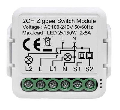 2CH Zigbee Switch Module 2-Kanal Smart Switch Alexa Google Home 10A Hutschiene