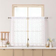Chyhomenyc White Sheer Curtains 36 Inch 30"W x 36"L Pack of 2 ,