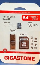 Gigastone GS-4IN1600X64GB-R Prime Series microSD Card 3-in-1 Kit 64GB 