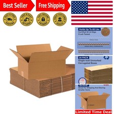 Durable 15 x 10 x 6 Cardboard Storage Shipping Boxes - 25 Pack Kraft Brown