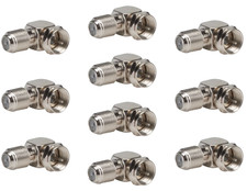 10 Pack F Right Angle Coaxial Cable Adapter Connector