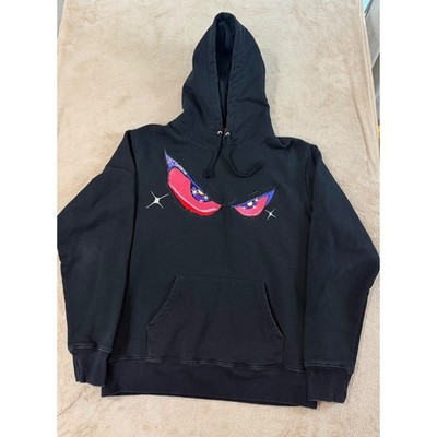 Supreme Eyes Hooded Sweatshirt hoodie Mens L Black Embroidered