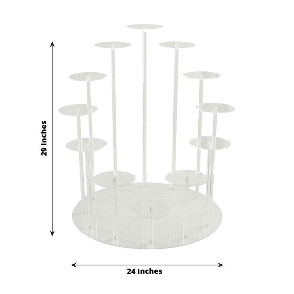 CLEAR 29" Tiered 12 Arm Round Acrylic CUPCAKE HOLDER Dessert Display Stand Party - Image 2 of 4