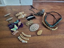 VTG Lot of Hair Barrettes Hair Clips Belt Buckle Headbands Unique Some France