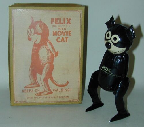 Felix Cat Walker Tin W/U H Fischer Nuremberg Germany Replaced Tail  W/ REPRO BOX - Picture 1 of 9