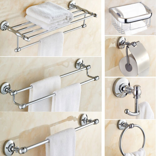 Polished Chrome Bathroom Hardware Set Bath Accessories Towel Bar Ring Holder - Afbeelding 1 van 37