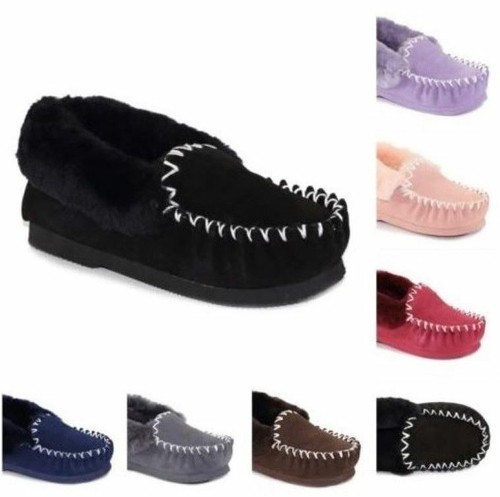 Unisex Australian Sheepskin Wool Moccasins Slippers Mocasin Mocassin Leather Ugg - Picture 106 of 150
