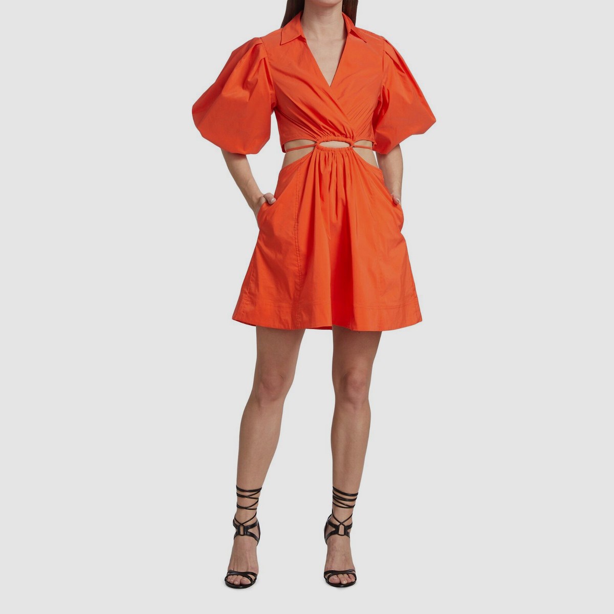 orange simkhai dress $365 Jonathan Simkhai Women's Orange Collared Cutout Waist Mini Dress Size M