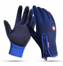 Unisex Deep Blue Protective Sports Running Warm Touch Screen Phone Gloves Size M