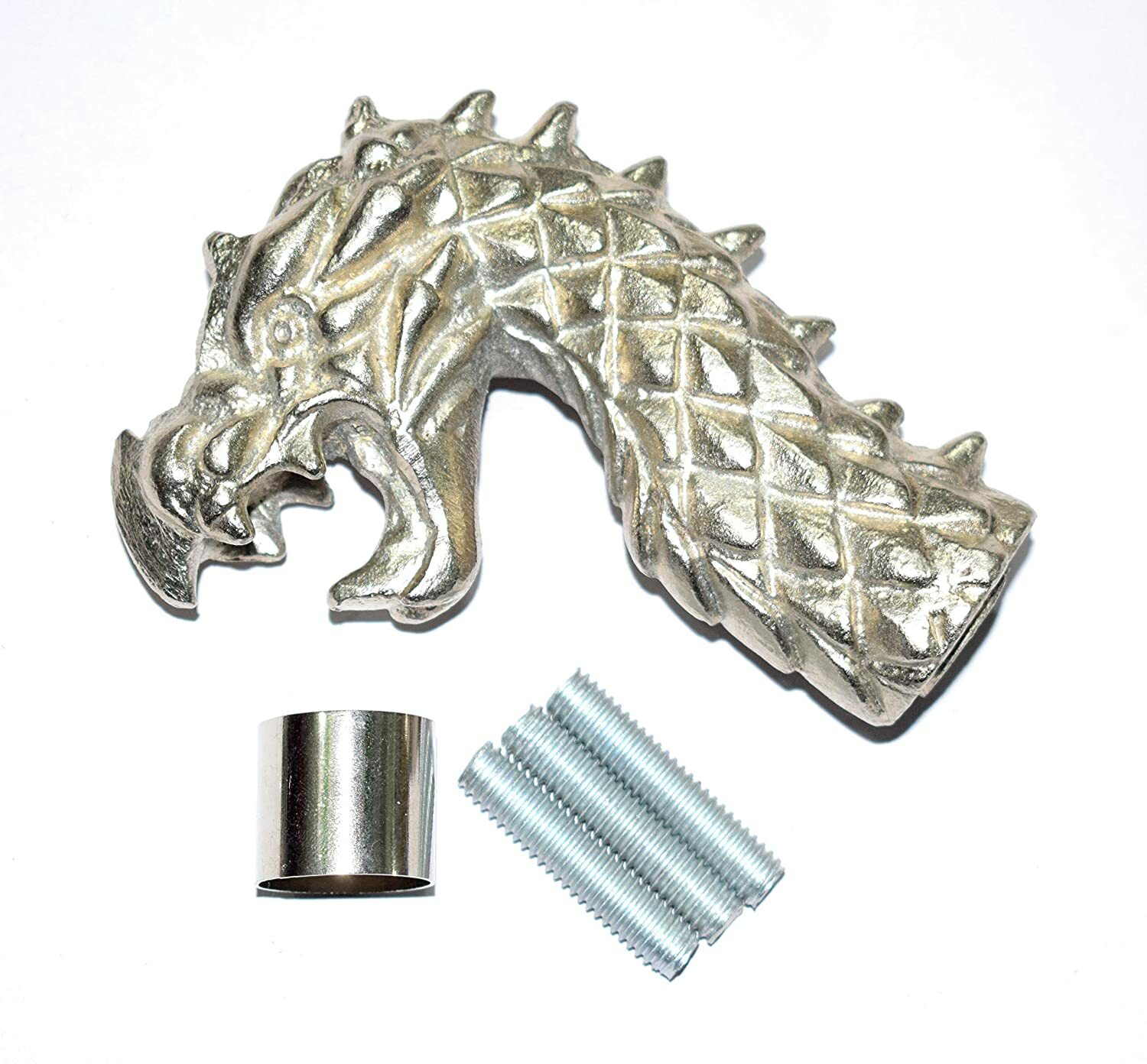 Solid Brass Silver Finish Head Handle Design Vict… - image 1